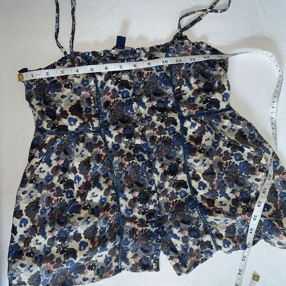 American Eagle Outfitters Babydoll Full‎ Button Strappy Blue Floral Tank Top S - Picture 9 of 10